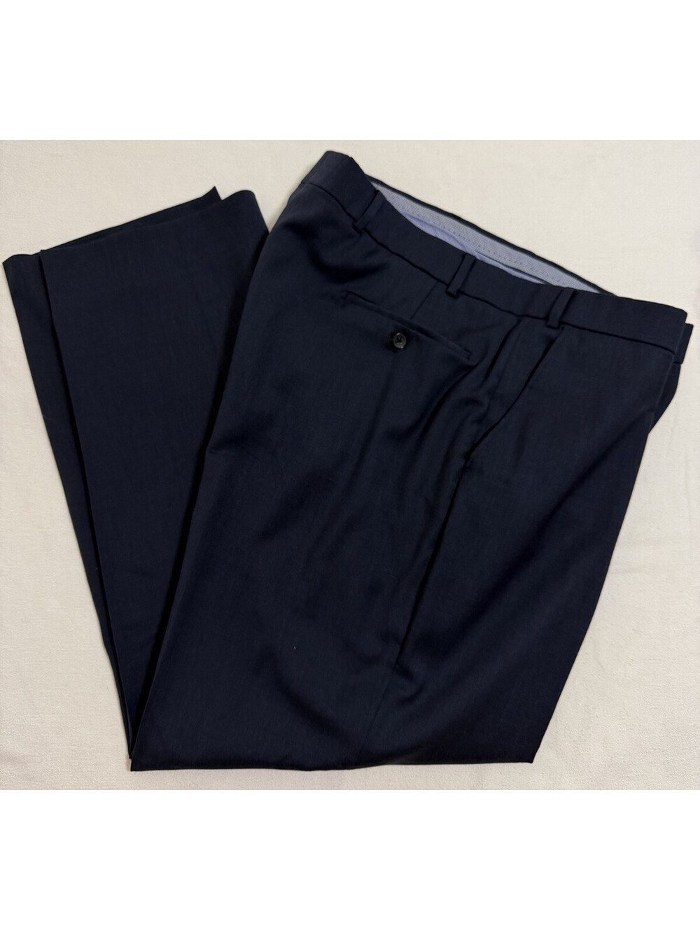 Neiman Marcus Mens Dress Pants Size 42 Navy Blue 100% Super 120s Wool Canada